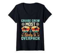 Femme Un équipage de croisière Amusant est Le Plus susceptible de Surcharger Family Matching T-Shirt avec Col en V