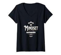 Femme Un état d'esprit imparable T-Shirt avec Col en V