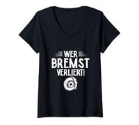 Femme Un fan de voiture qui freine perd son tuner T-Shirt avec Col en V
