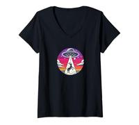Femme Un Fermier de chèvre a enlevé Un Vaisseau Spatial Extraterrestre Enlèvement Spatial T-Shirt avec Col en V