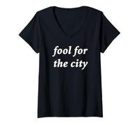Femme Un fou pour la ville T-Shirt avec Col en V