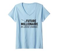 Femme Un Futur Millionnaire dans Loose Change T-Shirt avec Col en V