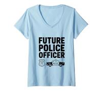 Femme Un Futur Policier Amusant pour Les flics en Herbe T-Shirt avec Col en V
