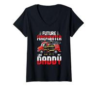 Femme Un Futur Pompier comme Mon père T-Shirt avec Col en V