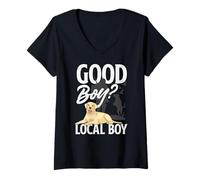 Femme Un garçon Local drôle, Chien Labrador, Chasse au Canard T-Shirt avec Col en V