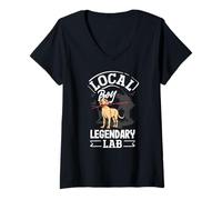 Femme Un garçon Local drôle, Chien Labrador, Chasse au Canard T-Shirt avec Col en V