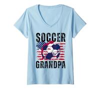 Femme Un Grand-père drôle, Fier d'être Un Papa passionné de Football pour la fête des pères T-Shirt avec Col en V