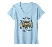 Femme Un Graphique ancré dans la Culture du cœur d'une Ferme communautaire T-Shirt avec Col en V