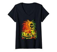 Femme Un homme Love Rasta T-Shirt avec Col en V