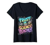 Femme Un Joli Professeur de Sciences, Faites-Moi Confiance, Voyage en Sciences, mathématiques et mathématiques Learn Geek T-Shirt avec Col en V