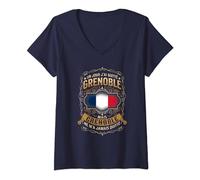 Femme UN JOUR J'AI QUITTÉ GRENOBLE, MAIS... T-Shirt avec Col en V