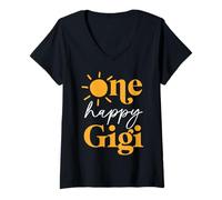 Femme Un Joyeux Gigi pour Son Anniversaire, Premier Voyage Autour du Soleil T-Shirt avec Col en V