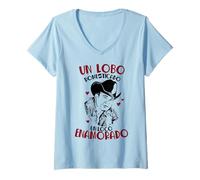Femme Un lobo domesticado Mignon espagnol San Valentin T-Shirt avec Col en V