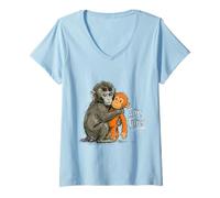 Femme Un Mignon Petit Singe Viral Team Punch I'm Fine T-Shirt avec Col en V