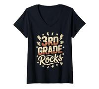 Femme Un Mignon Professeur de Rock de 3e année, dernier Jour, Camp de Musique Tiny Humans T-Shirt avec Col en V