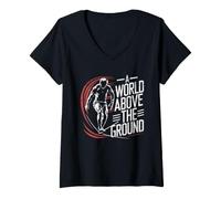 Femme Un Monde au-Dessus du Sol Slackline T-Shirt avec Col en V