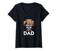 Femme Un père Pompier Fier Hache Fire Hero T-Shirt avec Col en V