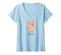 Femme Un Petit Cochon Innocent et drôle me Demande Qui Je T-Shirt avec Col en V