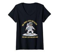 Femme Un Petit Pas pour Le Paresseux, Un Saut géant pour Le Type Paresseux T-Shirt avec Col en V