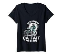 Femme Un Peu De Boue Ça Fait Pas De Mal Moto Cross Tout Terrain T-Shirt avec Col en V