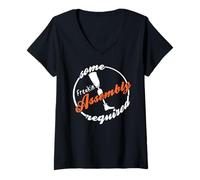 Femme Un Peu De Montage Nécessaire Humour Noir T-Shirt avec Col en V