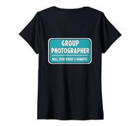 Femme Un Photographe de Groupe s'arrêtera Toutes Les 5 Minutes pour randonner T-Shirt avec Col en V