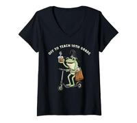 Femme Un Professeur de Grenouille drôle va enseigner Un mème T-Shirt avec Col en V
