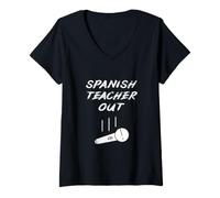 Femme Un Professeur d'espagnol à la Retraite quitte Le Micro pour la Fin de l'année T-Shirt avec Col en V