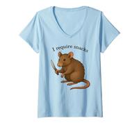Femme Un Rat drôle Dont J'Ai Besoin de Snacks, Animal, Maman, Papa T-Shirt avec Col en V