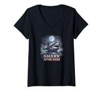 Femme Un Requin après Un prédateur océanique au Clair de Lune T-Shirt avec Col en V