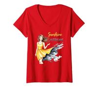 Femme Un Soleil mêlé à Une Petite Femme confiante Face aux ouragans T-Shirt avec Col en V