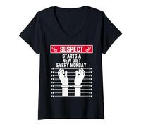 Femme Un Suspect Commence Un Nouveau régime Tous Les lundis, des Femmes drôles, des Hommes en Forme T-Shirt avec Col en V