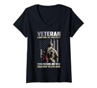 Femme Un vétéran drôle Que J'Ai servi pour protéger Votre liberté T-Shirt avec Col en V