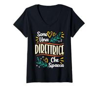 Femme Una Direttrice Che Spacca Regalo Direttrice Direttore Donna T-Shirt avec Col en V