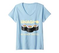 Femme Unagi Mindfulness Total Awareness Rouleau de peau de saumon T-Shirt avec Col en V