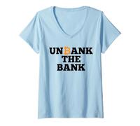 Femme Unbank The Bank BTC Bitcoin/Libérer la Banque T-Shirt avec Col en V