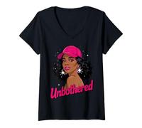 Femme Unbothered Black Woman African American Afro Queen T-Shirt avec Col en V