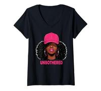 Femme Unbothered Black Woman African American Afro Queen T-Shirt avec Col en V