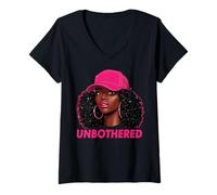 Femme Unbothered Black Woman African American Afro Queen T-Shirt avec Col en V