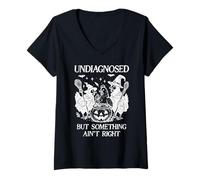 Femme Undiagnosed But Something Aint Right Chicken Funny Halloween T-Shirt avec Col en V
