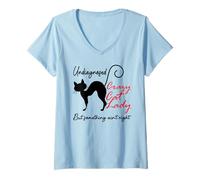 Femme Undiagnosed But Something Ain't Right Funny Crazy Cat Lady T-Shirt avec Col en V