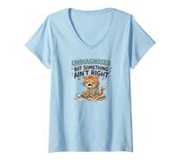 Femme Undiagnosed But Something Ain't Right Grumpy Funny Cat T-Shirt avec Col en V