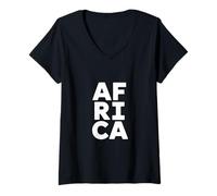 Femme Une Afrique drôle Dit Une Typographie Noire audacieuse T-Shirt avec Col en V