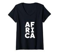 Femme Une Afrique drôle Dit Une Typographie Noire audacieuse T-Shirt avec Col en V