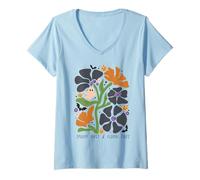 Femme Une Ambiance effrayante et des marées Florales, Style rétro, fantôme, Citrouille, Halloween T-Shirt avec Col en V