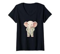 Femme Une aventure endormie avec cet éléphant en pyjama T-Shirt avec Col en V