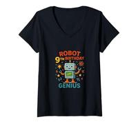 Femme Une Aventure géniale pour Le neuvième Anniversaire d'un Robot T-Shirt avec Col en V