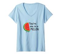 Femme Une Blague Humoristique sur la pastèque Kawai One in a Melon T-Shirt avec Col en V