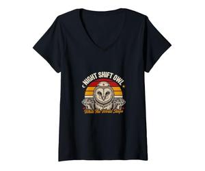 Femme Une Chouette de Nuit Pendant Que Le Monde dort, infirmière T-Shirt avec Col en V