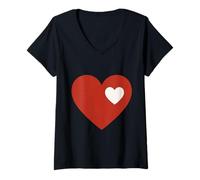 Femme Une Connexion Amoureuse et Cardiaque T-Shirt avec Col en V